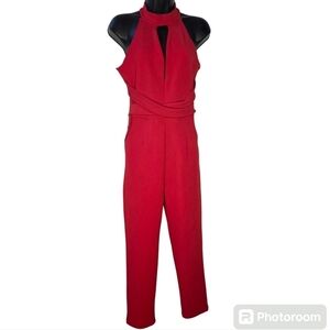 Good Time Womens Red Halter Jumpsuit One Piece Onsie